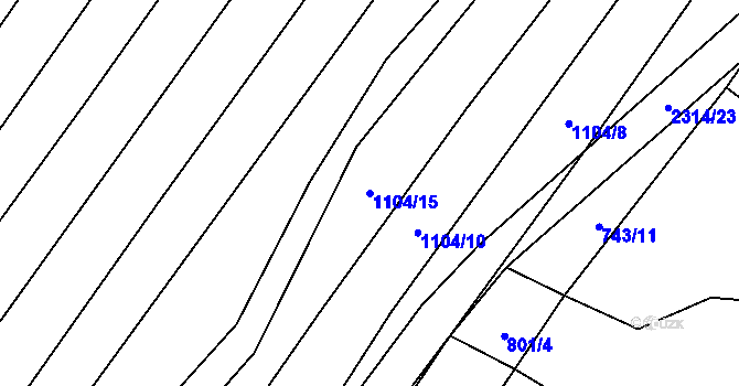 Parcela st. 1104/15 v KÚ Černín, Katastrální mapa
