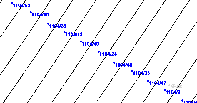 Parcela st. 1104/24 v KÚ Černín, Katastrální mapa