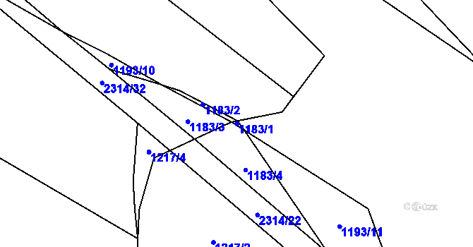 Parcela st. 1183/1 v KÚ Černín, Katastrální mapa