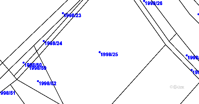 Parcela st. 1998/25 v KÚ Černín, Katastrální mapa