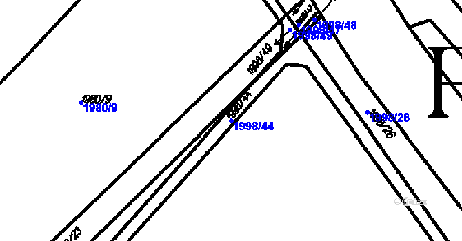 Parcela st. 1998/44 v KÚ Černín, Katastrální mapa