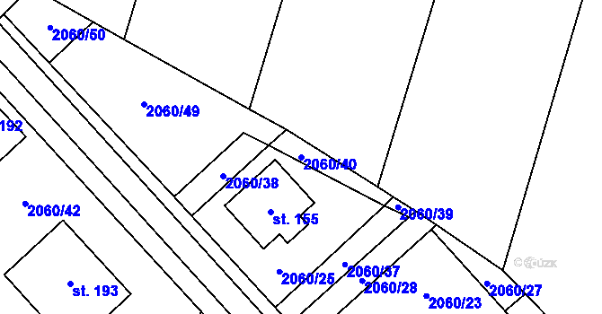 Parcela st. 2060/40 v KÚ Černín, Katastrální mapa