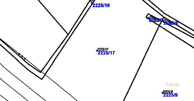 Parcela st. 2225/17 v KÚ Černín, Katastrální mapa