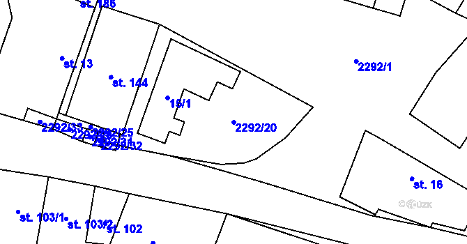 Parcela st. 2292/20 v KÚ Černín, Katastrální mapa