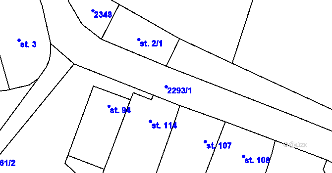 Parcela st. 2293/1 v KÚ Černín, Katastrální mapa