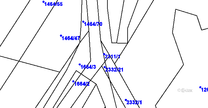 Parcela st. 2311/1 v KÚ Černín, Katastrální mapa