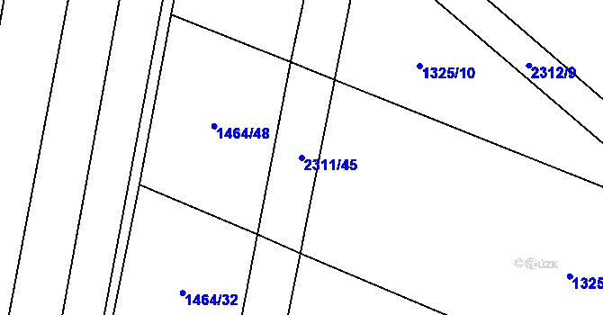 Parcela st. 2311/45 v KÚ Černín, Katastrální mapa