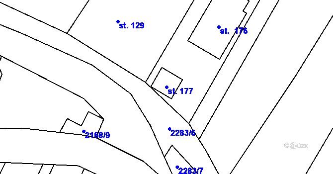 Parcela st. 177 v KÚ Černín, Katastrální mapa