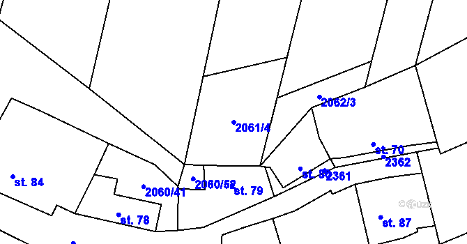 Parcela st. 2061/4 v KÚ Černín, Katastrální mapa