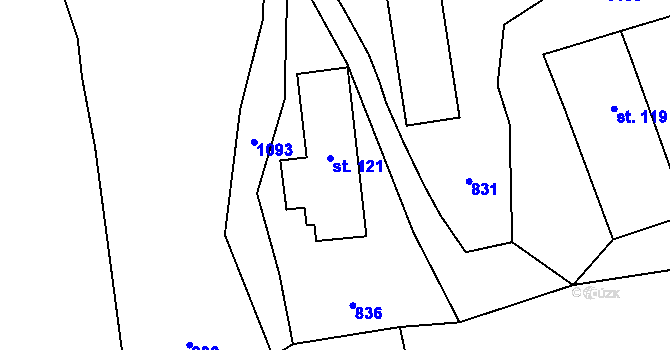 Parcela st. 44/2 v KÚ Bahno, Katastrální mapa