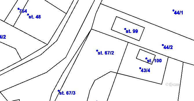 Parcela st. 67/2 v KÚ Bahno, Katastrální mapa