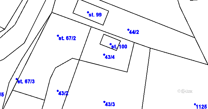 Parcela st. 43/4 v KÚ Bahno, Katastrální mapa