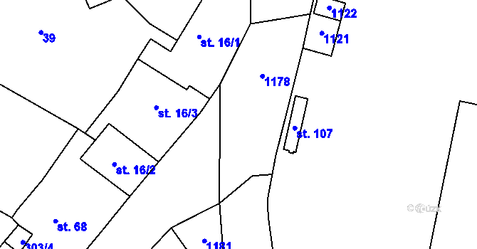 Parcela st. 689/12 v KÚ Bahno, Katastrální mapa