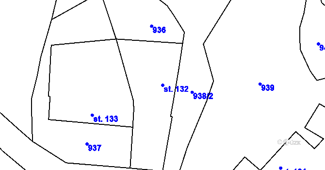 Parcela st. 132 v KÚ Bahno, Katastrální mapa