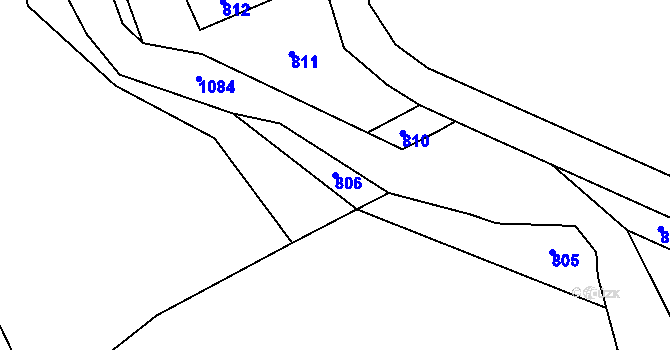 Parcela st. 806 v KÚ Bahno, Katastrální mapa