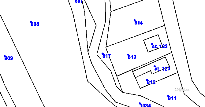 Parcela st. 817 v KÚ Bahno, Katastrální mapa