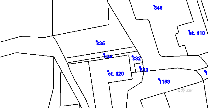 Parcela st. 834 v KÚ Bahno, Katastrální mapa