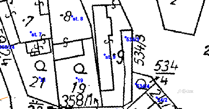 Parcela st. 9 v KÚ Černíny, Katastrální mapa
