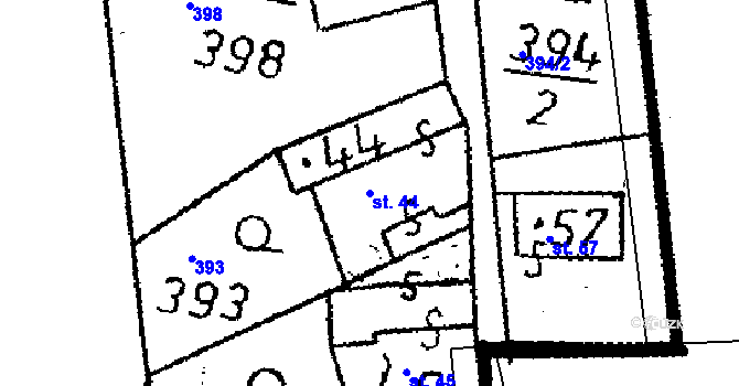 Parcela st. 44 v KÚ Černíny, Katastrální mapa
