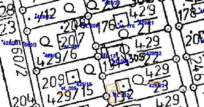 Parcela st. 131 v KÚ Černíny, Katastrální mapa