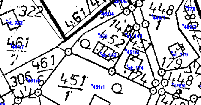 Parcela st. 142 v KÚ Černíny, Katastrální mapa