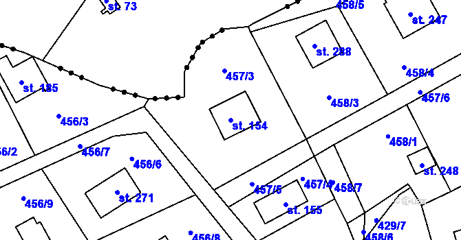 Parcela st. 154 v KÚ Černíny, Katastrální mapa