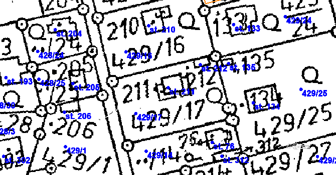 Parcela st. 211 v KÚ Černíny, Katastrální mapa