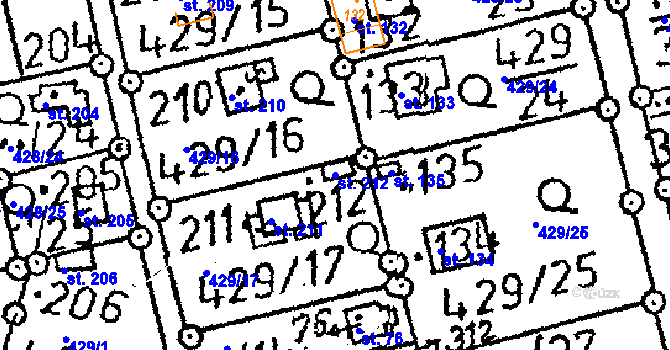Parcela st. 212 v KÚ Černíny, Katastrální mapa