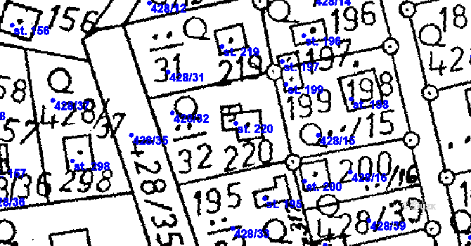 Parcela st. 220 v KÚ Černíny, Katastrální mapa