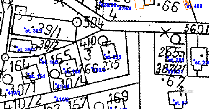 Parcela st. 235 v KÚ Černíny, Katastrální mapa