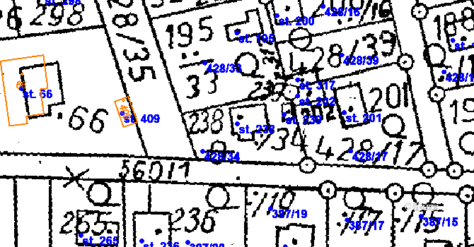 Parcela st. 238 v KÚ Černíny, Katastrální mapa
