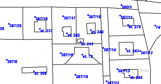 Parcela st. 241 v KÚ Černíny, Katastrální mapa