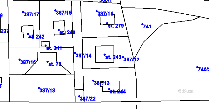 Parcela st. 243 v KÚ Černíny, Katastrální mapa
