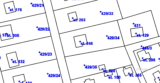 Parcela st. 246 v KÚ Černíny, Katastrální mapa