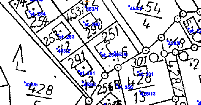 Parcela st. 251 v KÚ Černíny, Katastrální mapa