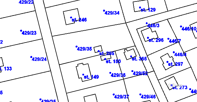 Parcela st. 295 v KÚ Černíny, Katastrální mapa