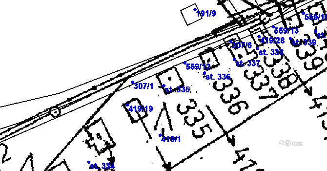 Parcela st. 335 v KÚ Černíny, Katastrální mapa