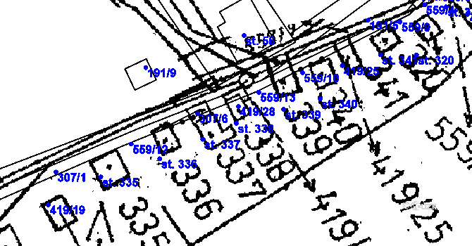 Parcela st. 338 v KÚ Černíny, Katastrální mapa