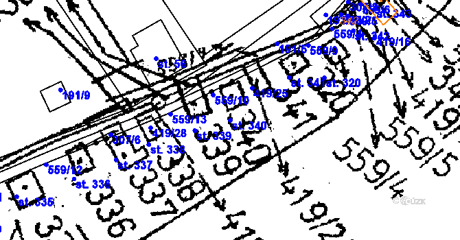 Parcela st. 340 v KÚ Černíny, Katastrální mapa