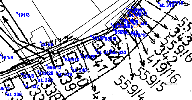 Parcela st. 341 v KÚ Černíny, Katastrální mapa