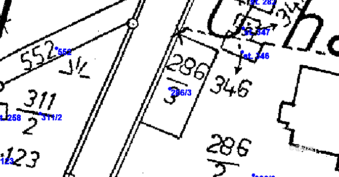 Parcela st. 286/3 v KÚ Černíny, Katastrální mapa