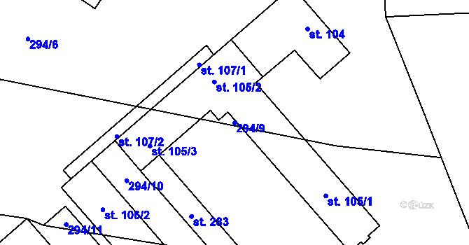 Parcela st. 294/9 v KÚ Černíny, Katastrální mapa