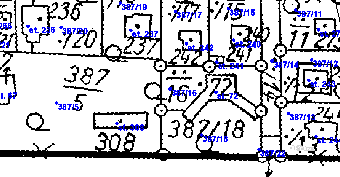 Parcela st. 387/16 v KÚ Černíny, Katastrální mapa