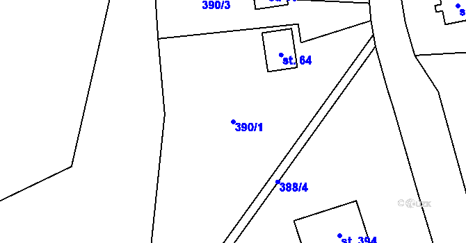 Parcela st. 390/1 v KÚ Černíny, Katastrální mapa