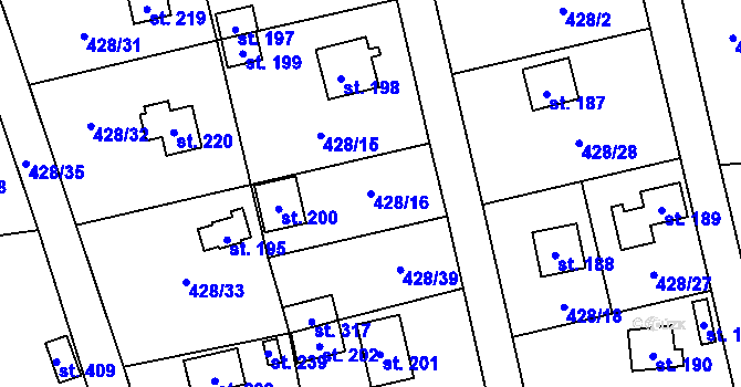 Parcela st. 428/16 v KÚ Černíny, Katastrální mapa