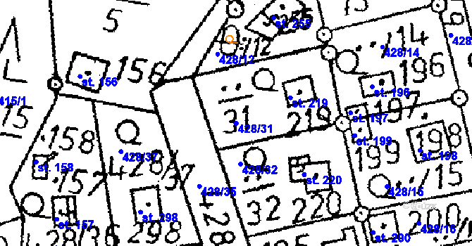 Parcela st. 428/31 v KÚ Černíny, Katastrální mapa
