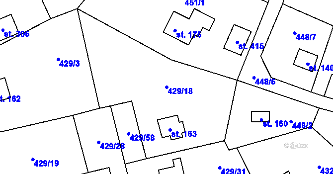 Parcela st. 429/18 v KÚ Černíny, Katastrální mapa