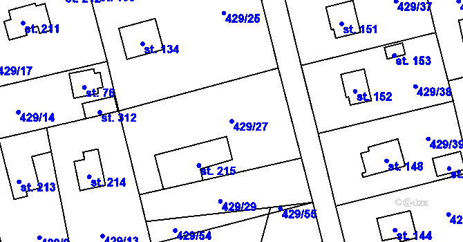 Parcela st. 429/27 v KÚ Černíny, Katastrální mapa