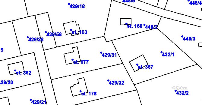 Parcela st. 429/31 v KÚ Černíny, Katastrální mapa