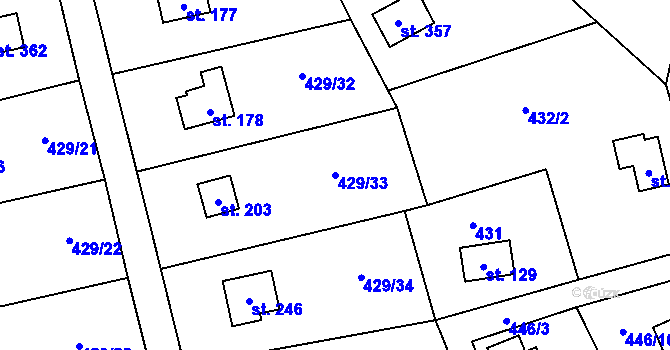 Parcela st. 429/33 v KÚ Černíny, Katastrální mapa